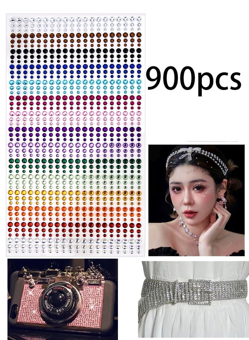 900 Pcs Crystal Rhinestone Stickers 15 Colors Kids DIY Embellishment Self Adhesive Jewels Sticker Colorful Diamond Round Rhinestone Gems Stickers Self Adhesive Jewel Stickers 3mm 4mm 5mm Assorted Colors Arts Crafts Sticker for DIY Face Body Nail Makeup Festival Carnival Scrapbooking Embellishments - Image 1